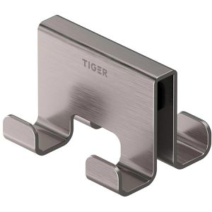 Tiger Duschhaken Caddy beidseitig, Edelstahl gebürstet, aus Edelstahl, zum Einhängen, Wandstärke 6-8 mm