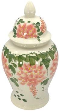 Galt International "Cream Floral Ceramic Chinoiserie Jar 20"""