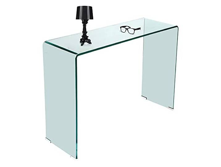 Dmora Konsole aus transparentem gehärtetem Glas, 100 x 75 x 33 cm.