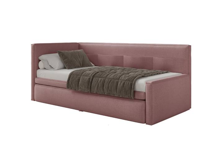 Jugendbett 90x200 cm Nesmi linksseitig mit Stauraum, dirty pink