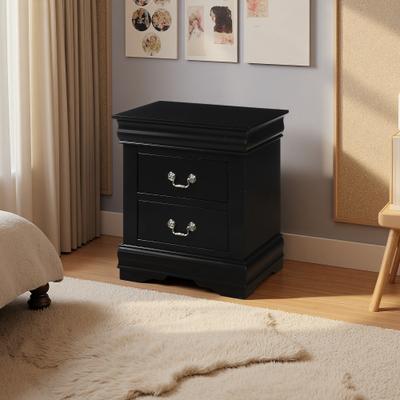 ZWYO HOSIMU "21"" Wood Nightstand with 2 Drawers, Contemporary Bedside Table with Brushed Nickel Handles & Center Metal Glides"