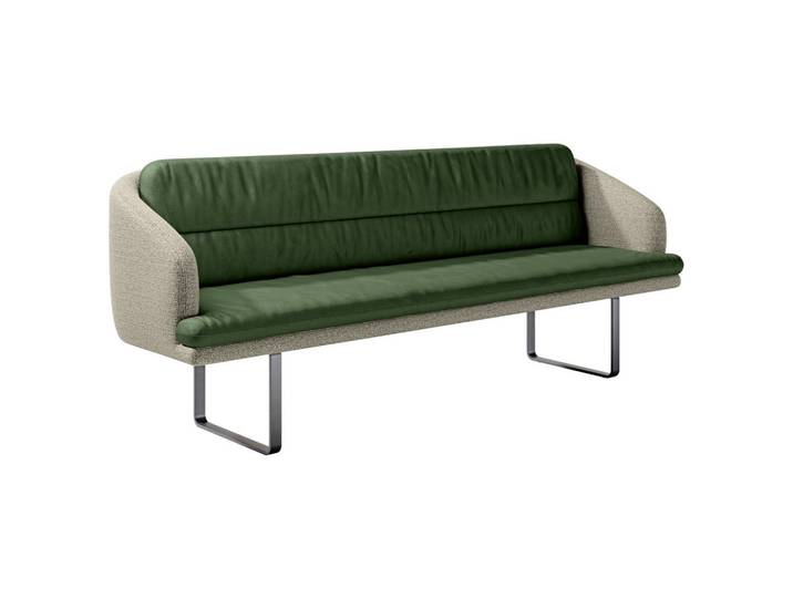 Dieter Knoll Sitzbank, Graugrün, Grün, Metall, 3-Sitzer, 255x89x68 cm, Fußauswahl, Stoff-/Lederauswahl, Esszimmer, Bänke, Sitzbänke
