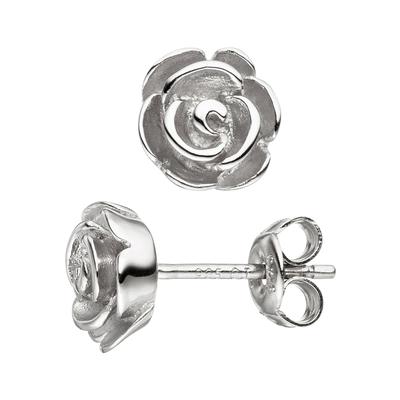 Paar Ohrstecker JOBO "Kleine Ohrringe Rose Blume 8,3 mm", silber (silber 925), Ohrringe, Damen, Silber 925 (Sterlingsilber), 925 Silber rhodiniert
