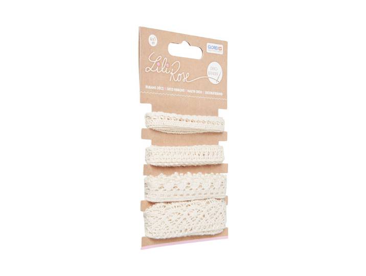 Glorex Deko-Bänder Spitze Beige 1 m 4 Stück