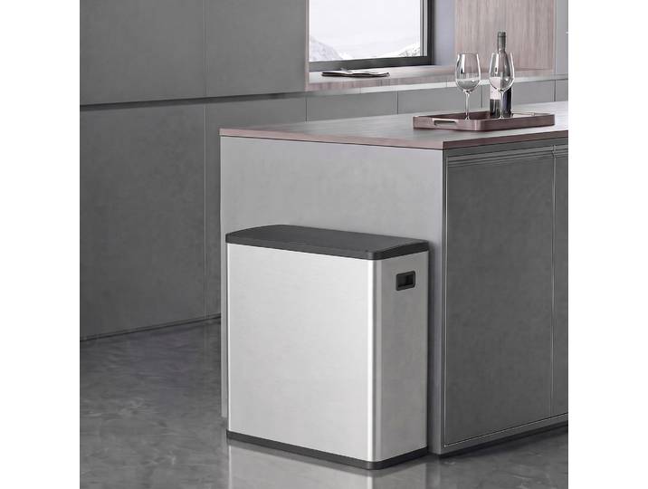 HOMCOM Poubelle Automatique 60L Tri Capteur Argent