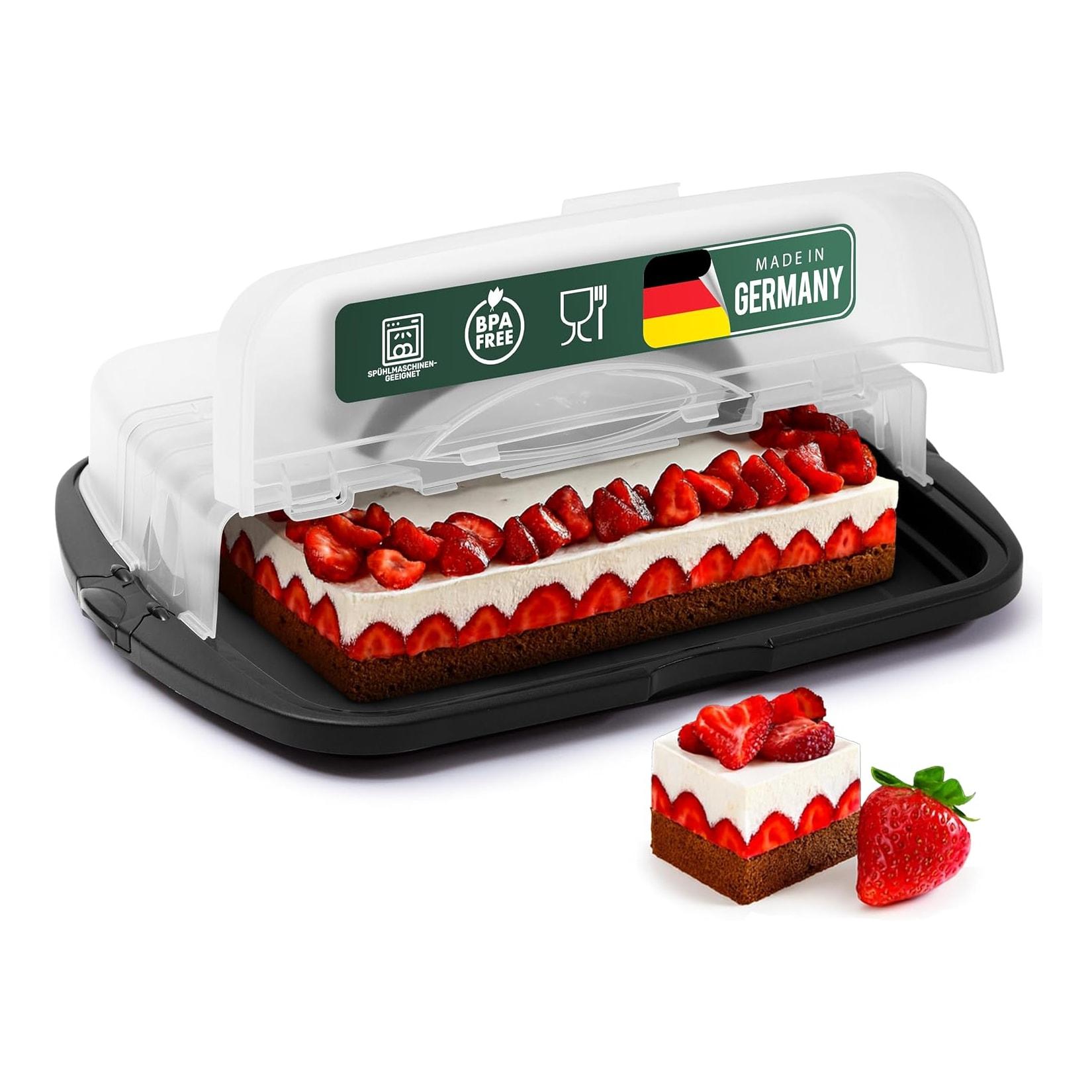 Novaliv 3er-Set Kuchen-Transportbox XL (Rechteckig 47 x 35 x 11 cm), Aufbewahrungsbox aufklappbar, Party-Box Container Tortentransportbox Tortenbehälter Behälter, Kuchen Torten Muffins Feier Buffet