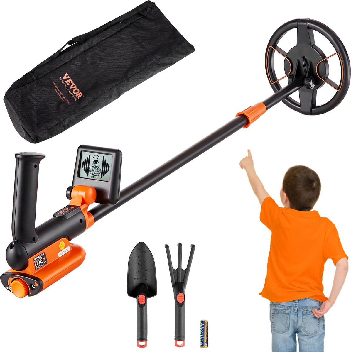 VEVOR Metaaldetector Kit voor Kinderen - Multifunctionele Professionele Metaaldetector met 2 Modi, Waterdichte 15,2 cm Spoel, Schop en Draagtas