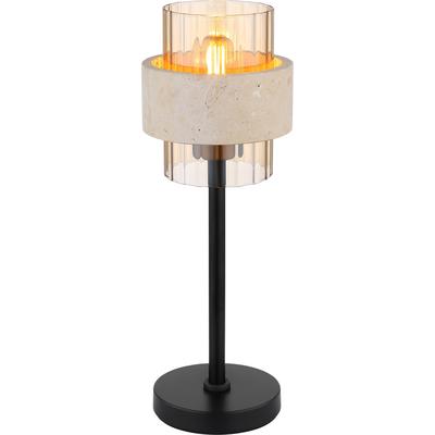 GLOBO LIGHTING Tischleuchte "DAREN", schwarz matt, 1, Ø 13,5cm H: 38,5cm, 1 Stk., Leuchten, Tischleuchte schwarz mit Glas amber, stilvoll & praktisch, Tischleuchte