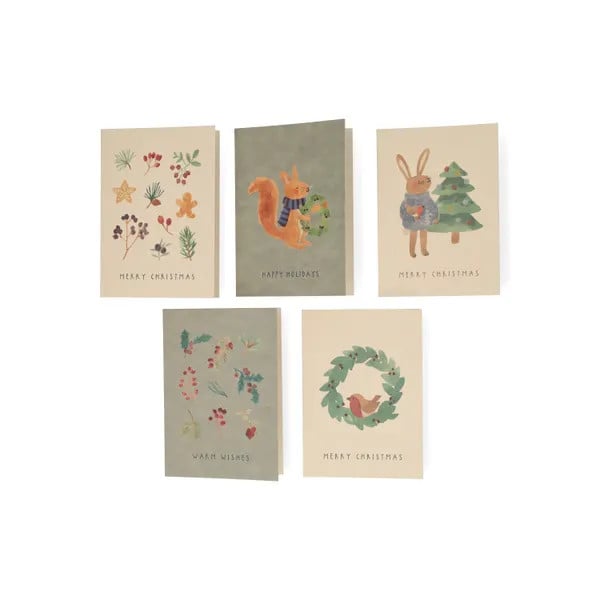Dille & Kamille Kerstkaarten met envelop en kersttakjes, 10 stuks