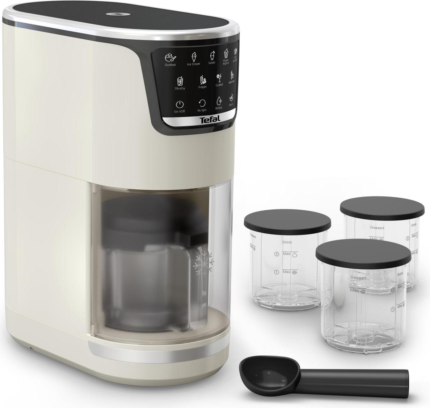 Tefal Dolci IG604AE0, Traditionelle Eismaschine, 1 Becken, Weiß, Rise, Touchsteuerung, 173 mm
