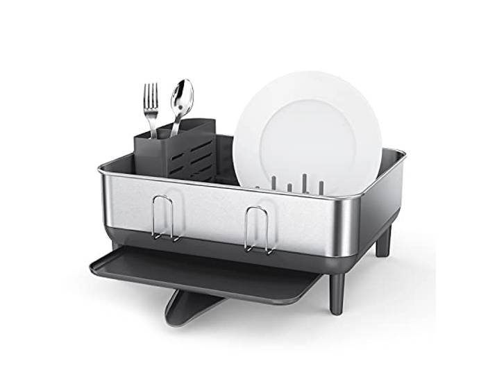 Simplehuman Geschirr-Abtropfgestell aus Edelstahl in der Farbe Grau, Maße: 39,4cm x 38cm x 19cm, KT1184DC