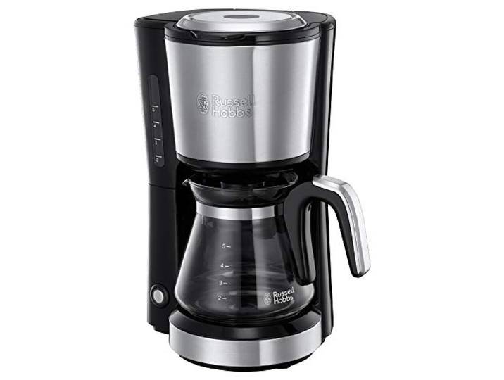 Russell Hobbs Cafetière filtre Mini [Technologie WhirlTech pour extraction & arôme optimaux\, Inox] Compact (5 tasses\, verseuse en verre 0\,6L\, filtre permanent amovible inclus) 24210-56