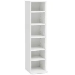 KADIMA DESIGN CD-Regal WL5.836 Holz 21x90x20 cm Offenes Bücherregal Schmal, CD Aufbewahrung Klein, Design Nischenregal Weiß, Standregal 6 Fächer Offen, CD