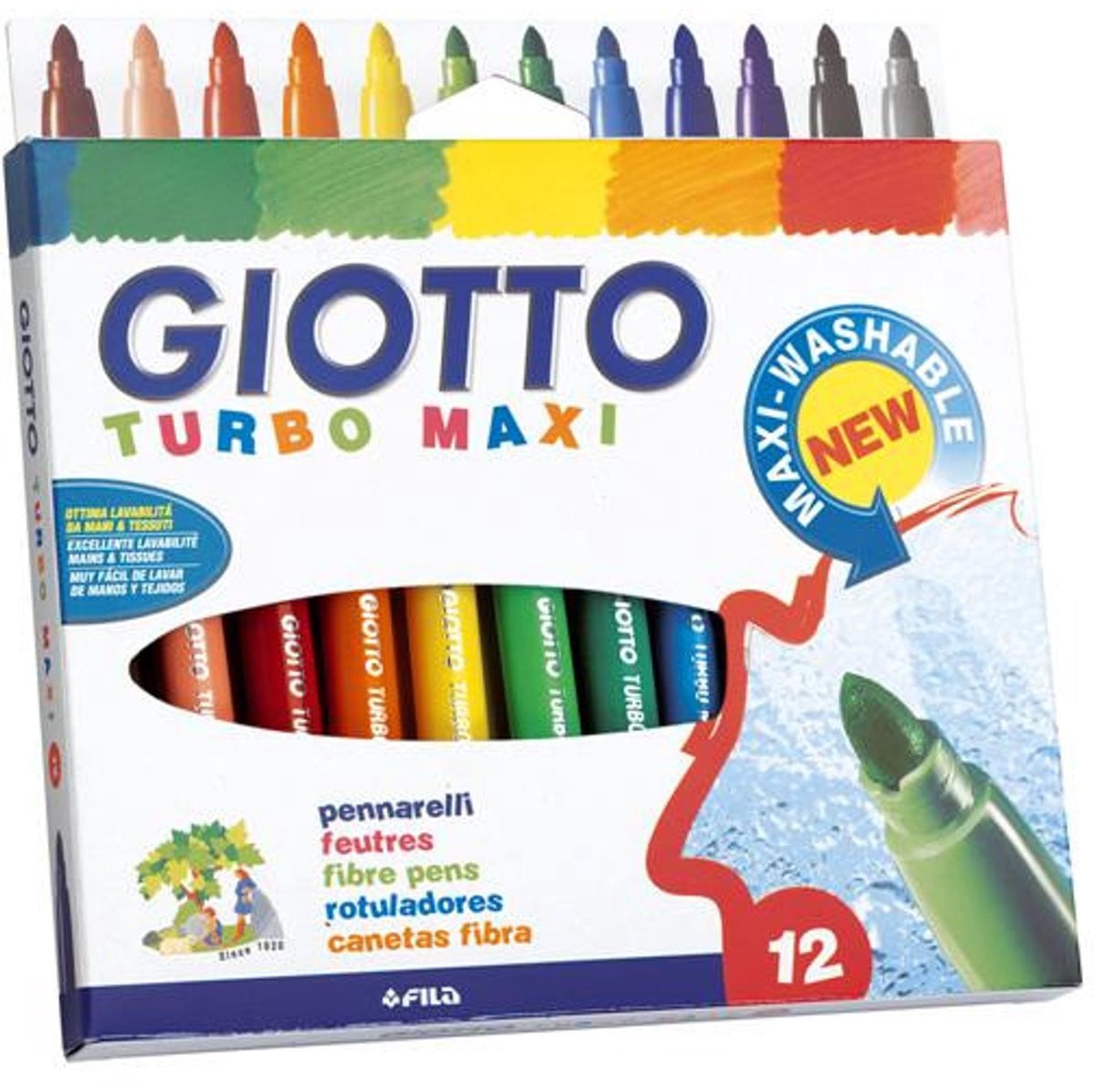 Giotto Turbo Maxi viltstiften Groen, 12 stuks