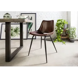 IRON LABEL Stuhl #22 47x59x78 braun Echtleder