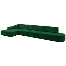 ECKSOFA Ottomane Links IREA-L3-v3 - 413x171x79 cm Grün