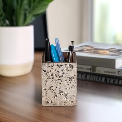 "Sagebrook Home Champagne Crackle Square Pencil Cup - 3"" x 3"" x 4"""
