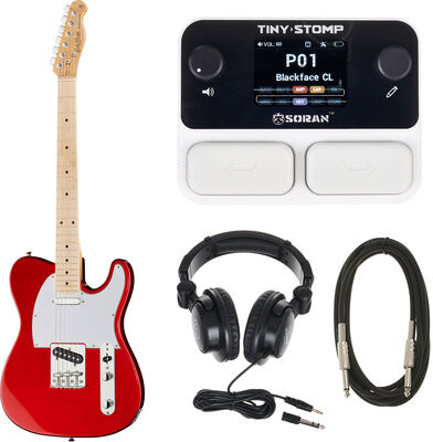 Harley Benton TE-20MN CA w/Soran Tiny Stomp Candy Apple Red Hochglanz