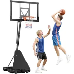 VEVOR tragbarer Basketballständer, max. 3,05 m höhenverstellbarer (manuell) Basketballkorb, Basketballanlage mit 130 cm PC-Rückwand, Basketballkorsystem Backboard-Set für Terrassen Schulen