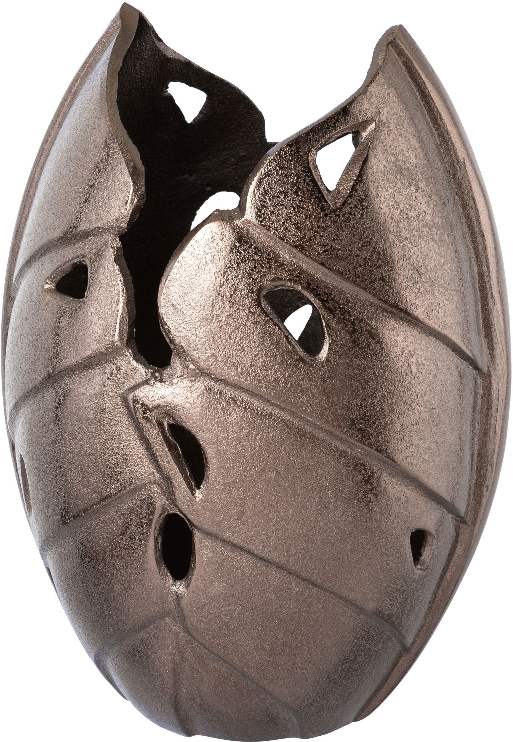 Dekovase CREATIV DECO, grau (anthrazit), H:30cm Ø:20cm, Aluminium, Vasen, Dekovase, in Blattstruktur, Höhe 30 cm anthrazit B/H/T: 30cm Ø 20cm