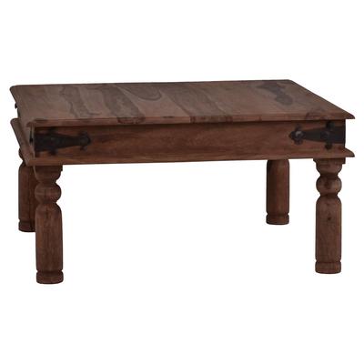 MiaMöbel Couchtisch Colombo Natur 45x45cm Massivholz Teak Landhaus Indien Indisch