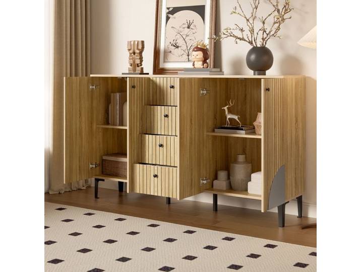 Meuble de rangement 160x36x94 cm quatre portes et quatre tiroirs convient pour le salon bois moderne