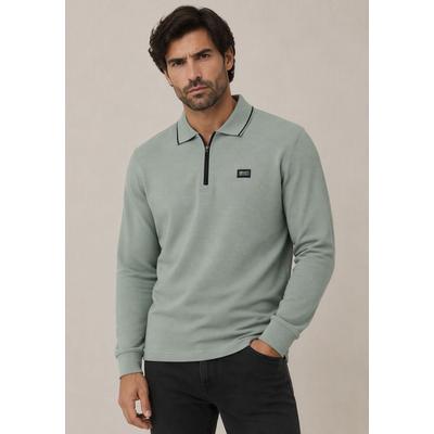 Sweatshirt MAN'S WORLD "mit Polokragen", Herren, Gr. S, grün (mint), Obermaterial: 60% Baumwolle, 40% Polyester, unifarben, angesetztes Bündchen, Sweatshirts Sweatshirt, Bequem wie ein Sweatshirt. Smart wie ein Polo.