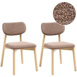 ESSZIMMERSTUHL 2er-Set Bouclé Hellbraun/Taupe Mills