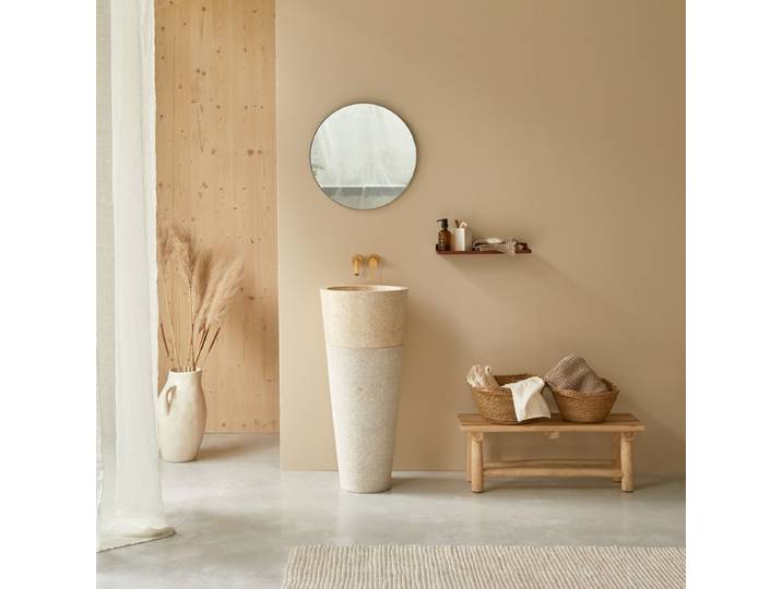 Standwaschbecken aus Marmor cream ∅ 40 cm - Beige - Marble