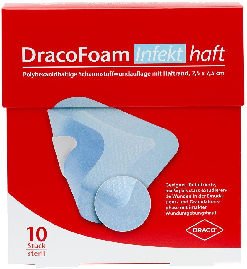 Dracofoam Infekt haft Schaumst.wundauf.7,5x7,5cm 10stk