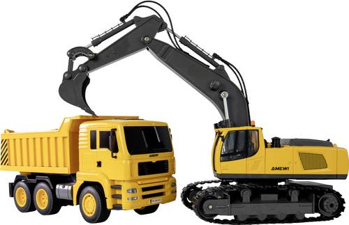 Amewi 1:18 Baufahrzeug Baufahrzeug, LKW mit Lichteffekt, inkl. Akku und Ladekabel