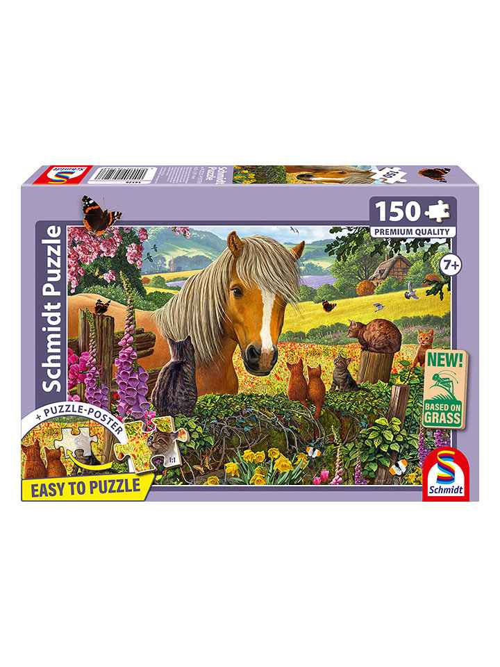 Schmidt Spiele 150tlg. Puzzle "Süßer Besuch auf der Pferdekoppel" - ab 7 Jahren - onesize