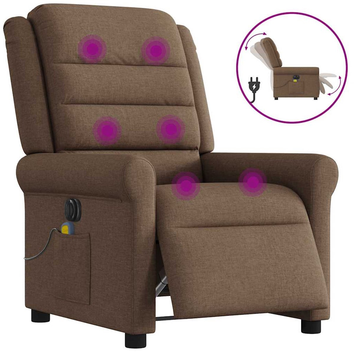 vidaXL Massagestoel - Elektrisch verstelbare relax fauteuil - Bruin - Stof