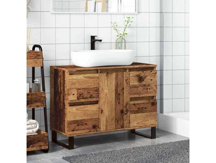 (TOP 2026)Armoire de salle de bain - 1 PC - SWEETY - Armoire Bas - Pour WC - vieux bois 80x33x60cm bois ingénierie 471450