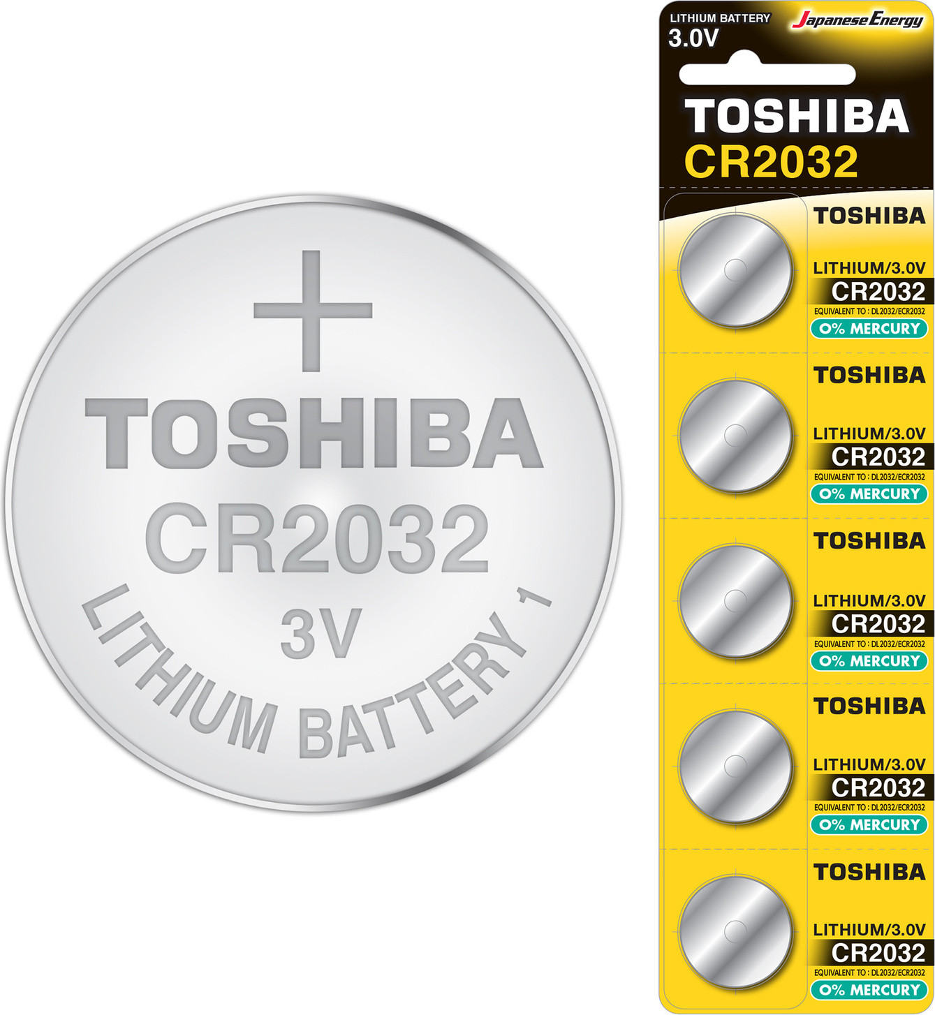 Toshiba CR2032 Lithium knoopcelbatterij 3V, 5 stuks