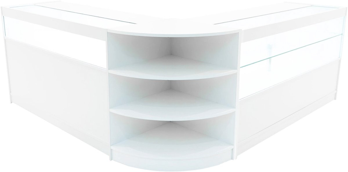 MonsterShop Harmonia led-winkelbalieset wit met gehard glas