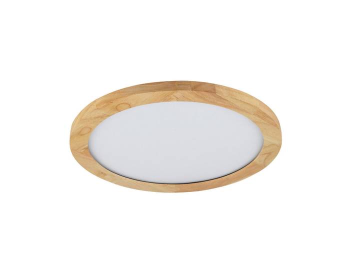 Novel Led-Deckenleuchte Hina, Naturfarben, Schwarz, Weiß, Holz, Metall, Kunststoff, Eiche, massiv, Uni, rund, 5 cm, Lampen & Leuchten, LED Beleuchtung, LED-Deckenleuchten
