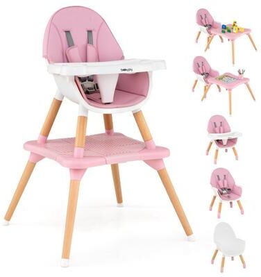 Costway 6 in 1 High Chair for Babies and Toddlers Ages 6-36 Months-Pink