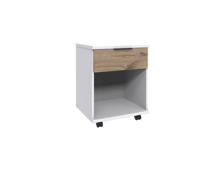 Rollcontainer Nordy weiss/Eiche Nachbildung Holzwerkstoff B 46 H 58 cm - Rollcontainer