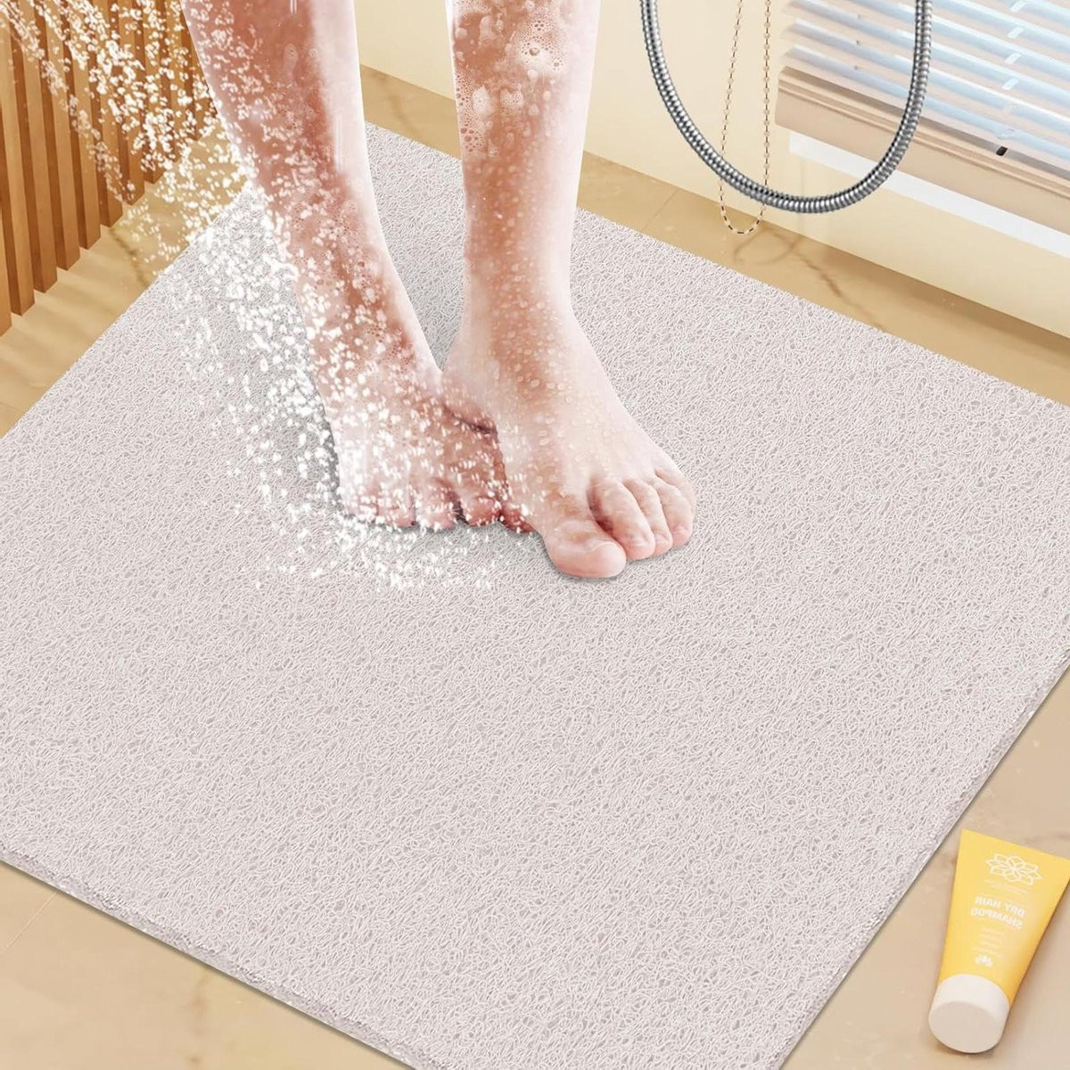 Wit antislip douchemat voor in de badkamer - 61 x 61 cm