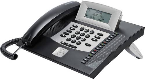 Auerswald COMfortel 1600 Systemtelefon, ISDN Headsetanschluss, Freisprechen, Touchscreen Beleuchtetes Display Schwarz, Silber
