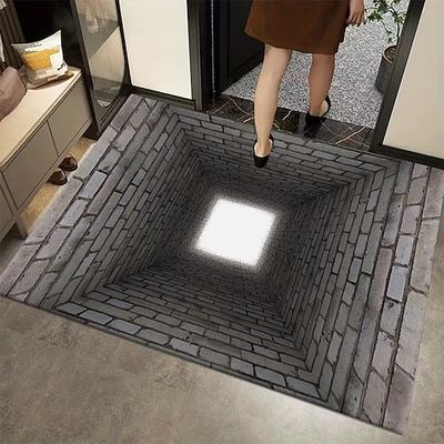 Fußmatte mit 3D-Tunnel-Illusion und 2D-Druck im Ziegelstein-Design erzeugt eine tiefe Perspektive und macht sie zu einem markanten und einzigartigen Eingangsbereich-Teppich, der sich perfekt für die