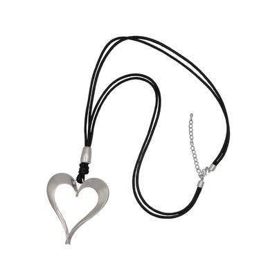 Lederband FIRETTI "Endless Love", schwarz (metallfarben, schwarz), Halsketten, Damen, Metall Polyurethan, L: 82 B: 2,5mm, Metall, Polyurethan, B:2,5mm