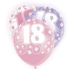 18. Geburtstag | 6 Luftballons pink