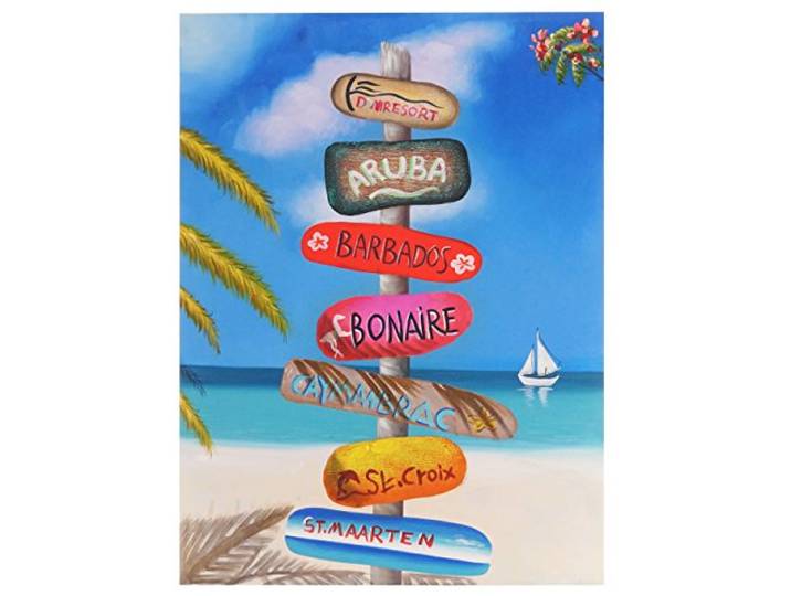 Mendler Ölgemälde Straßenschild, 100x75cm
