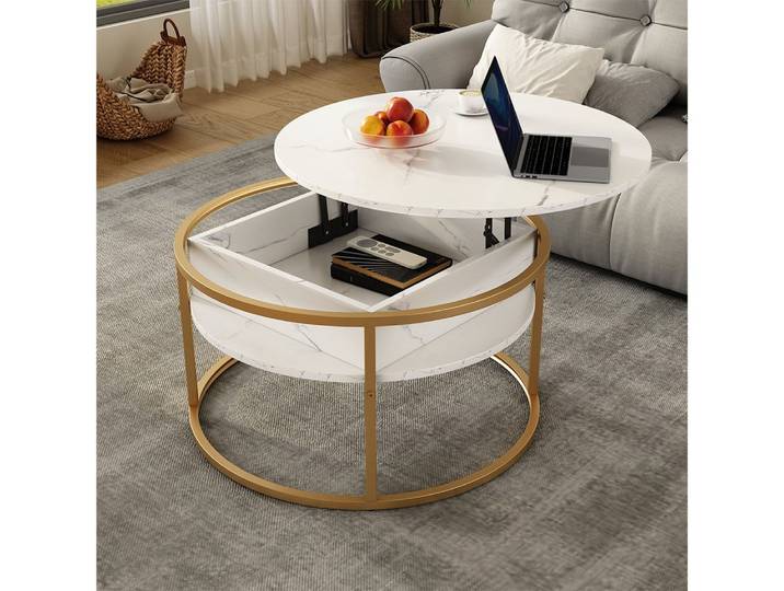 Vicco Couchtisch Marlo, Weiß/Gold, 77 x 77 cm (1-St)