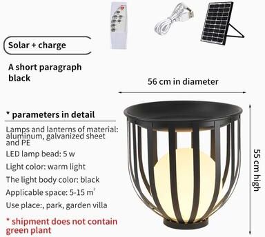 Uplifted Goods Elegant Outdoor Patio Light For Garden Tea Tables Courtyard Decor solar D56x55cm stainless Steel