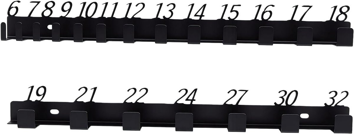 Sleutelrek Gereedschapsorganizer met 20 Genummerde Sleuven - Metaal - Lengte: 40,5 cm