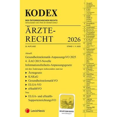 KODEX Ärzterecht 2026 - inkl. App, Taschenbuch von , LexisNexis Verlag ARD ORAC GmbH, 978-3-7007-8907-9