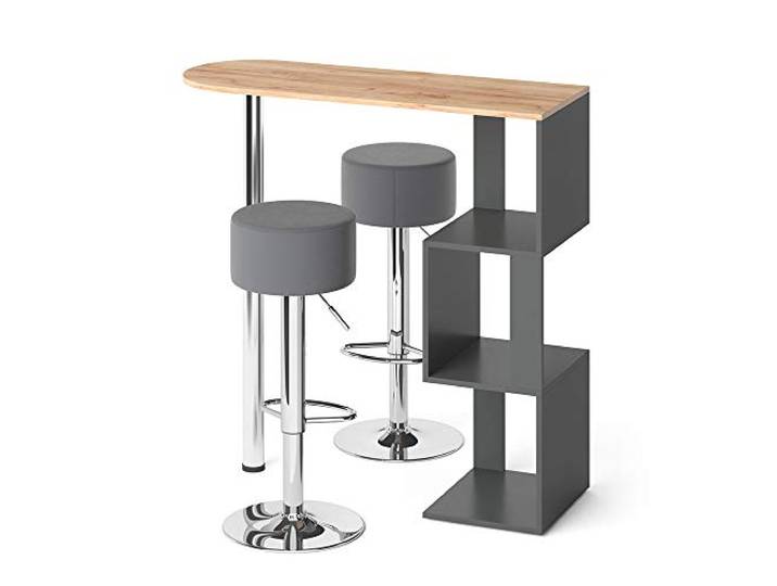 Vicco Bartisch-Set Vincent , Goldkraft Eiche, 113 x 39.8 cm mit 2 Barhockern, zur Nutzung als Stehtisch mit seitlichen Ablageflächen